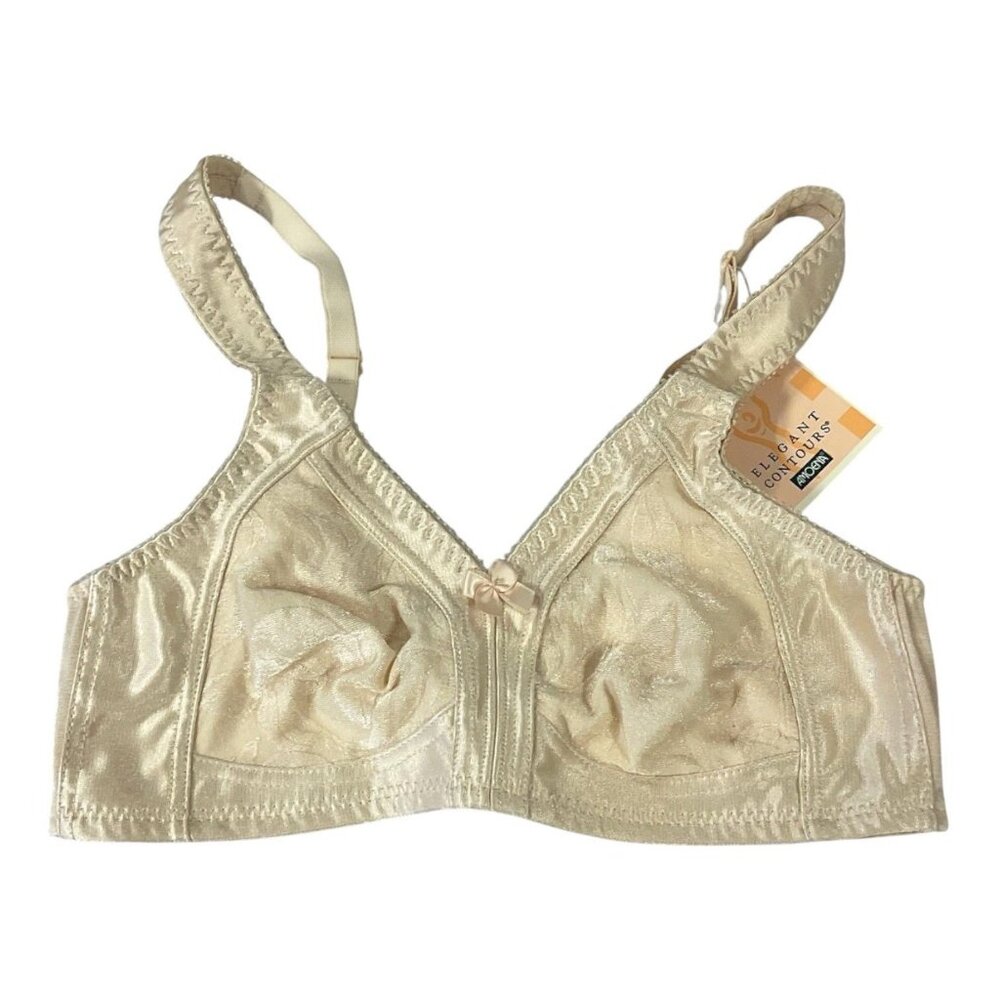 NWT AMOENA 2127 Wire Free Mastectomy Bra 36A Soft Cup Ivory Back Closure Nude 36